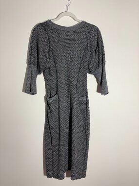 Vintage 80s Champagne West Geometric Print Dolman Sleeve Drop Waist S M